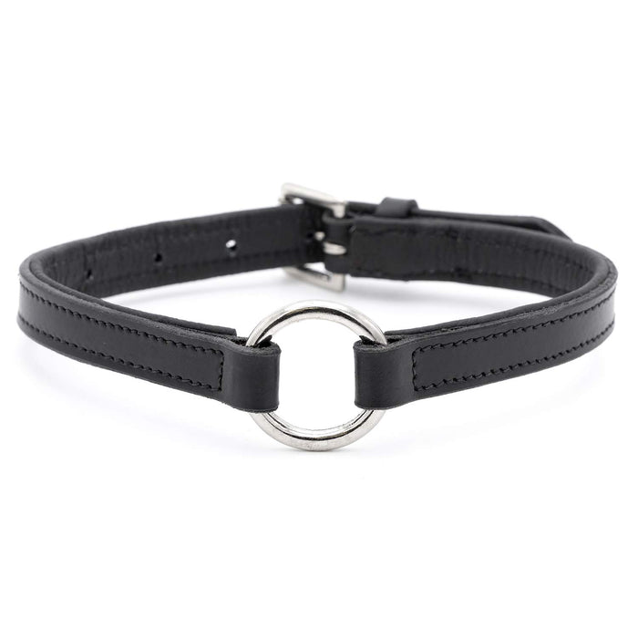 Jeffers Padded Black Leather Dog Collars with O-Ring and Nickel Hardware