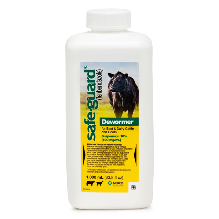 Safe-Guard 10% Suspension Cattle and Goat Dewormer - SafeGuard 10% Suspension Dewormer, 1000 mL  