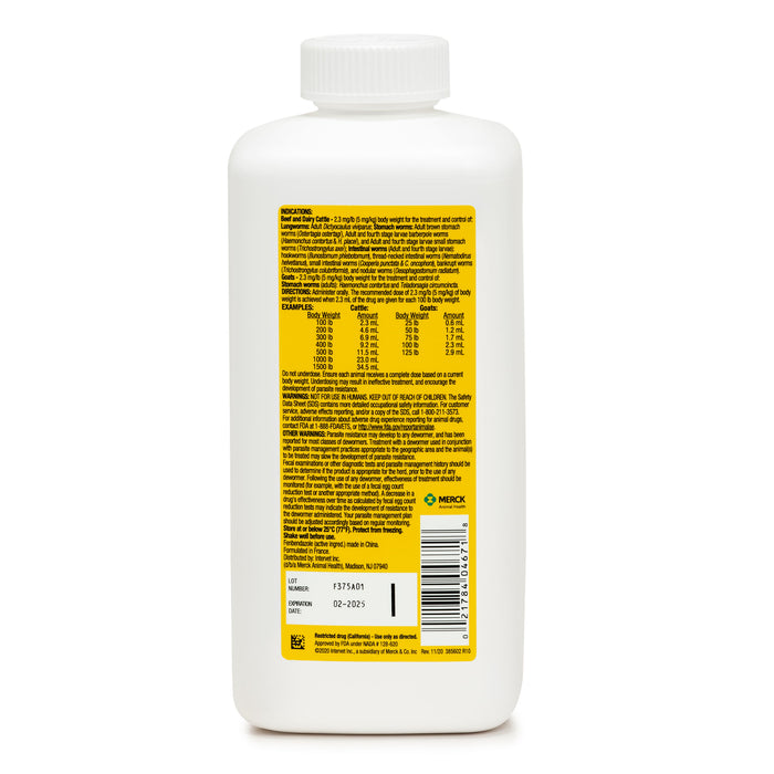 Safe-Guard 10% Suspension Cattle and Goat Dewormer - SafeGuard 10% Suspension Dewormer, 1000 mL  