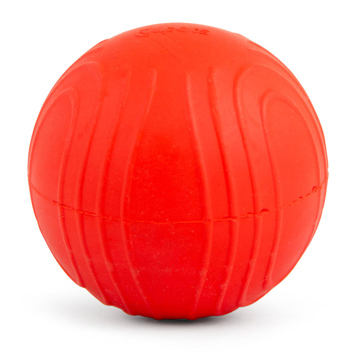 Jeffers Red Bouncing Ball with Waves Natural Rubber Dental Dog Chew Toy for Energetic Play