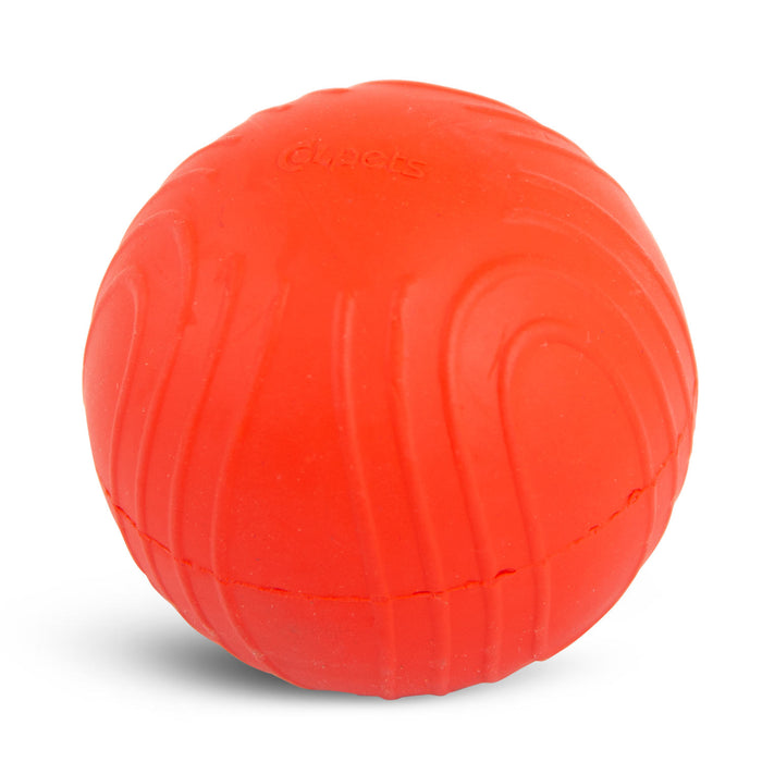 Jeffers Red Bouncing Ball with Waves Natural Rubber Dental Dog Chew Toy for Energetic Play