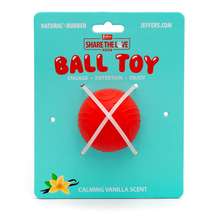 Jeffers Red Bouncing Ball with Waves Natural Rubber Dental Dog Chew Toy for Energetic Play