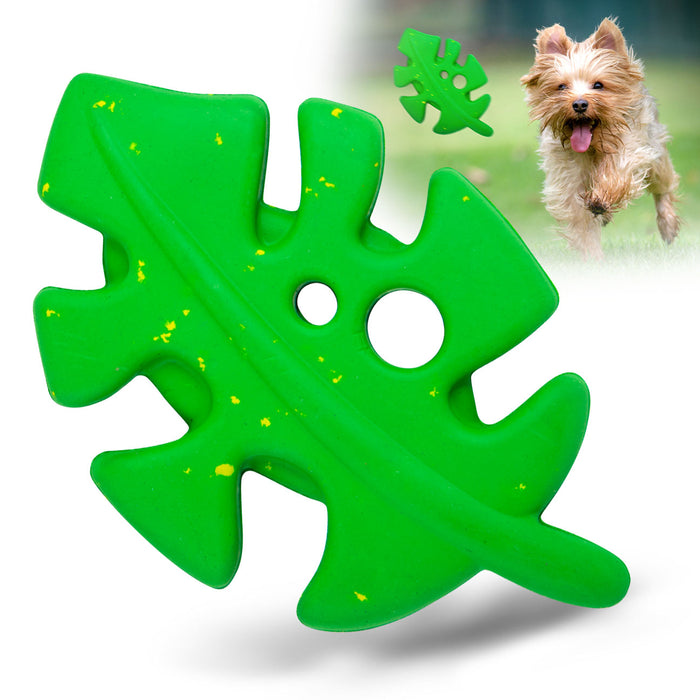Jeffers Leaf Shaped Natural Rubber Dog Chew Toy with Dental Benefits and Vanilla Scent for Medium Chewers