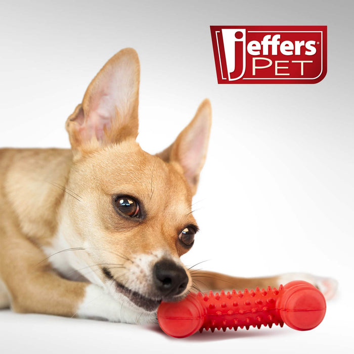 Jeffers Red Dental Bone Natural Rubber Dog Chew Toy for Healthy Teeth and Gums