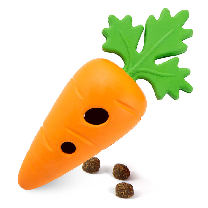 Jeffers Baby Carrot Natural Rubber Treat Dispensing Dog Dental Chew Toy