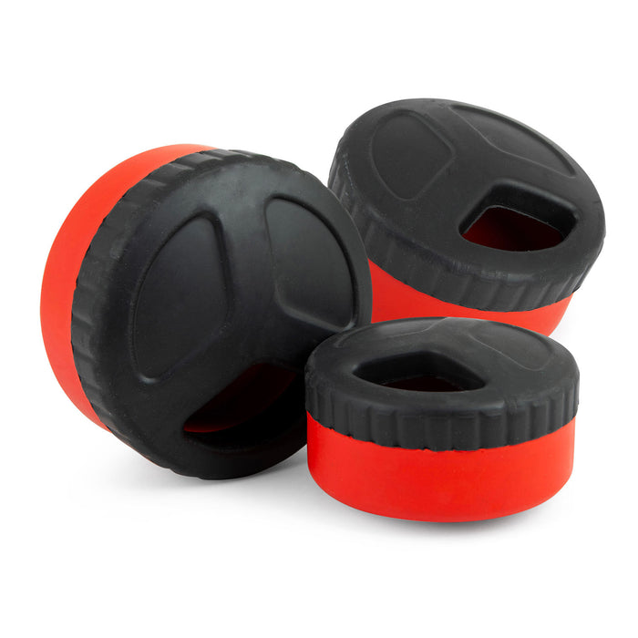 Jeffers Red Hockey Puck Natural Rubber Treat Dispensing Dental Dog Chew Toy