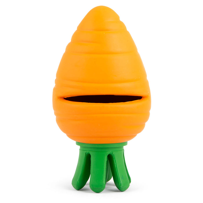 Jeffers Carrot Natural Rubber Treat Dispensing Dental Dog Chew Toy with Slit