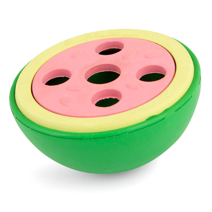 Jeffers Watermelon Natural Rubber Treat Dispensing Dog Dental Chew Toy with Vanilla Scent