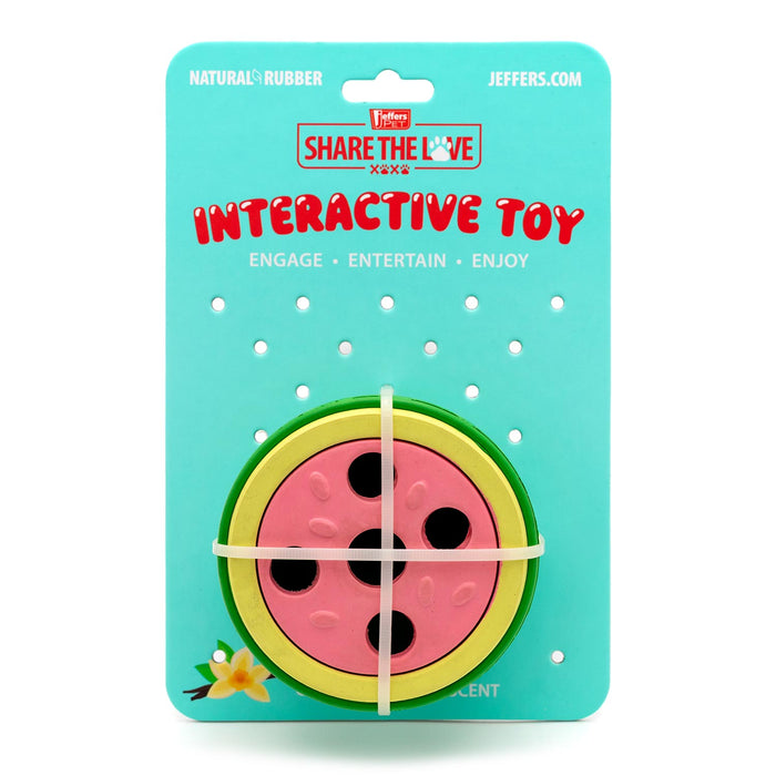 Jeffers Watermelon Natural Rubber Treat Dispensing Dog Dental Chew Toy with Vanilla Scent