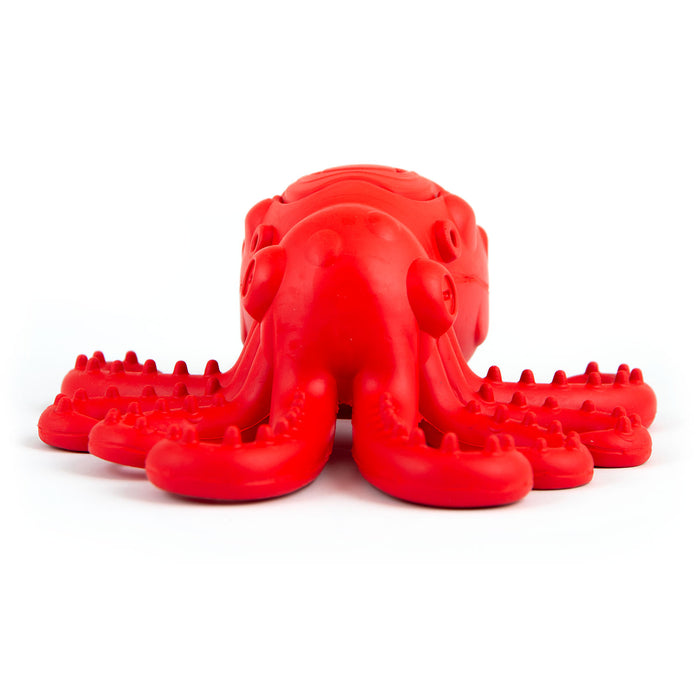 Jeffers Red Octopus Natural Rubber Treat Dispensing Dental Dog Chew Toy