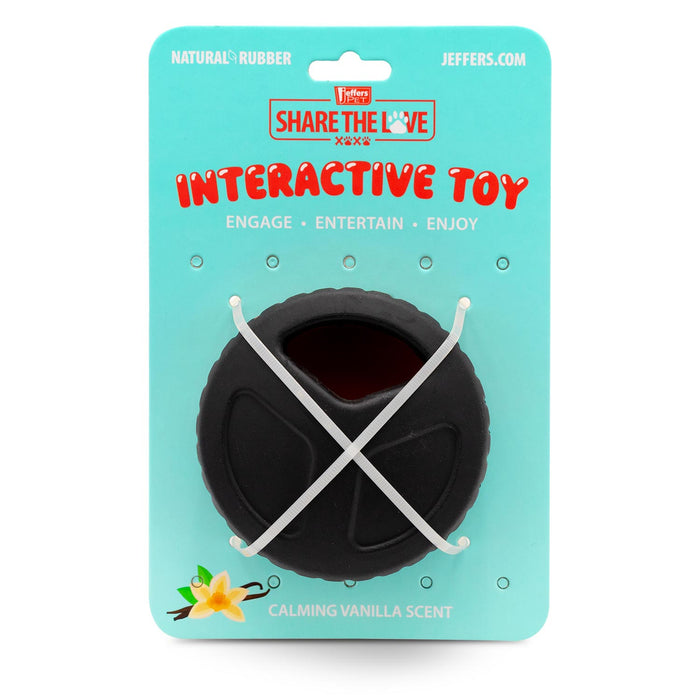 Jeffers Red Hockey Puck Natural Rubber Treat Dispensing Dental Dog Chew Toy