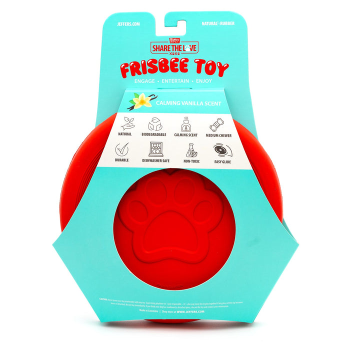 Jeffers Red Paw Frisbee Natural Rubber Dog Toy for Fetching & Chewing