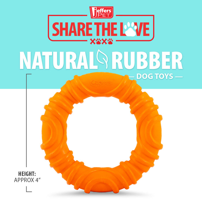Jeffers Wavy Ring Tugger Natural Rubber Dog Chew Toy for Tug, Fetch & Dental Support