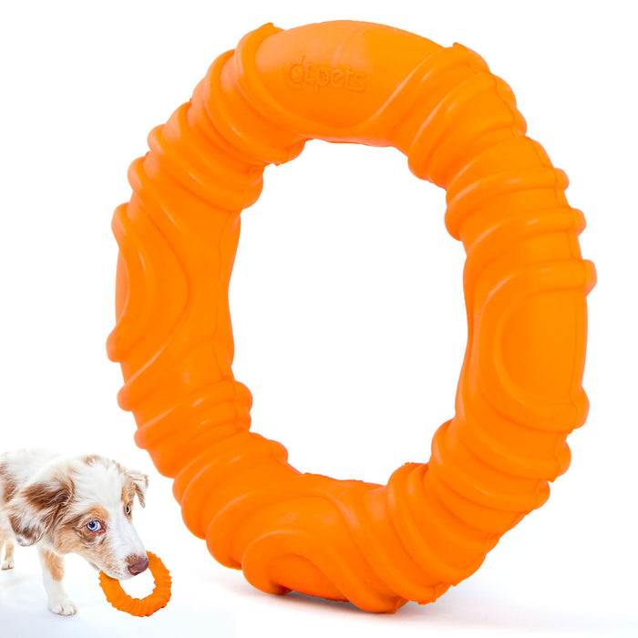 Jeffers Wavy Ring Tugger Natural Rubber Dog Chew Toy for Tug, Fetch & Dental Support
