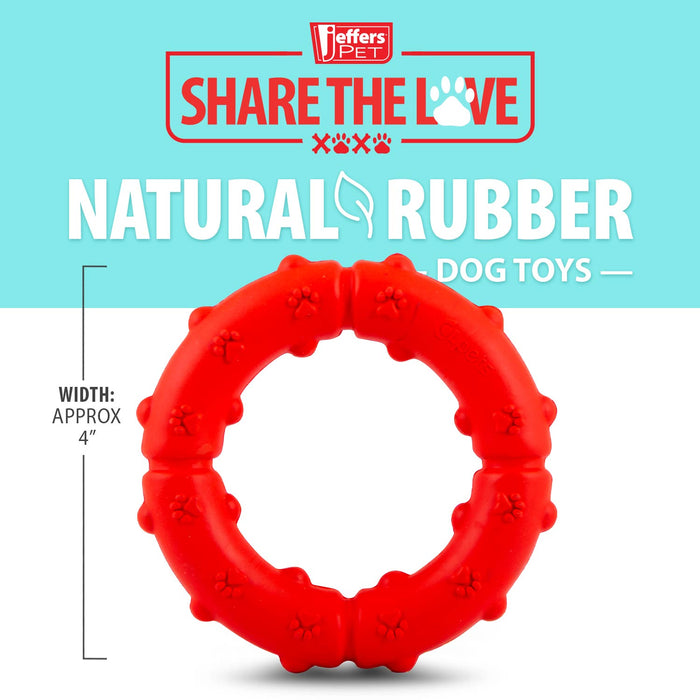 Jeffers Paw Ring Tugger Natural Rubber Dog Dental Chew & Fetch Toy