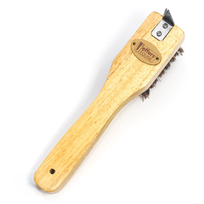Jeffers Wooden Handle Hoof Pick & Brush, Horse Hoof Cleaning Tool