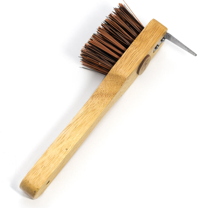 Jeffers Wooden Handle Hoof Pick & Brush, Horse Hoof Cleaning Tool
