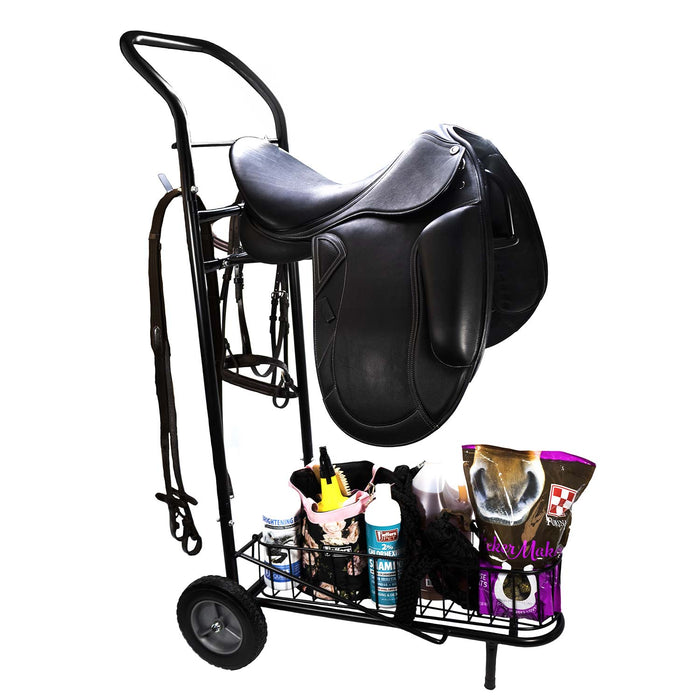 Jeffers Rolling Saddle & Tack Cart, 1 Tier Metal Horse Show Cart
