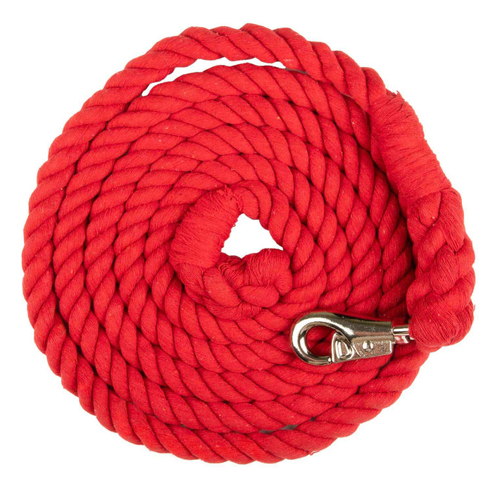 Jeffers Colorful Cotton Horse Lead Ropes w/ Nickel Bull Snap, 10' L - Red  