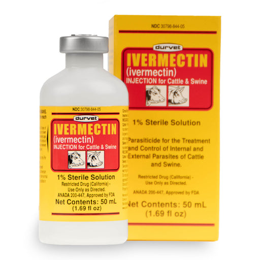 Durvet 1% Ivermectin Injection, Cattle and Swine Dewormer - 50ml  