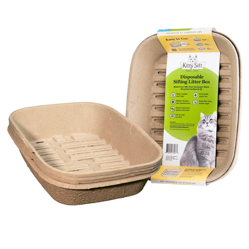 Kitty Sift (Set of 2 Litter Boxes & 1 Sifting Liner)  Sifting, Disposable Cat Litter Box, Jumbo - Jumbo  