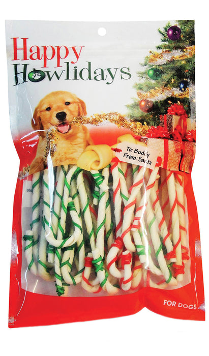 5" Rawhide Candy Canes, 30 pack -   