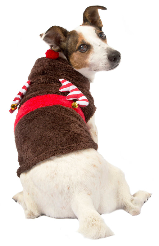 Candy Cane Dog Christmas Sweater w/ Hood - Medium  