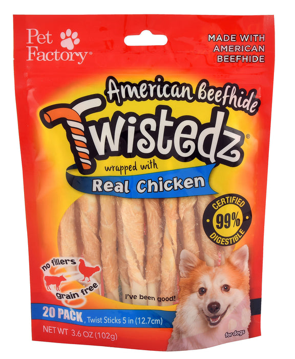 Twistedz 5" Beefhide Twist Sticks Wrapped with Real Meat, 20-pk - Chicken  