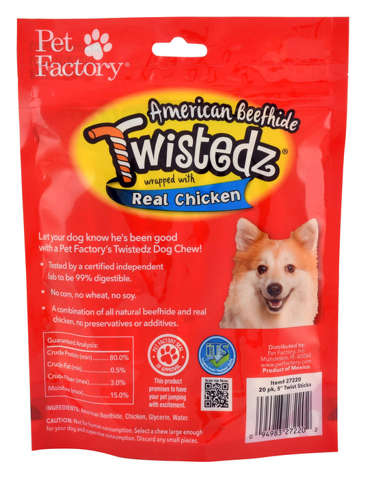 Twistedz 5" Beefhide Twist Sticks Wrapped with Real Meat, 20-pk - Beef  