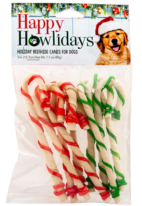 Holiday RawHide Candy Cane Dog Treats, 9-pk, 5" -   