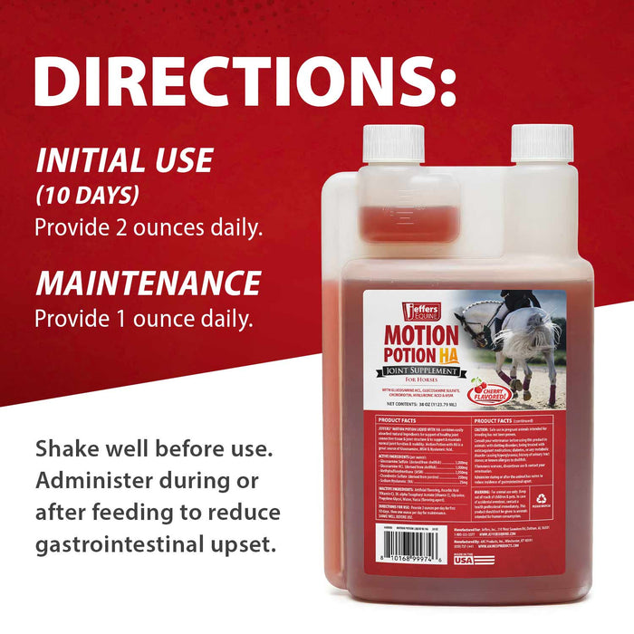 Suplemento líquido para articulaciones equinas con HA Jeffers™ Motion Potion