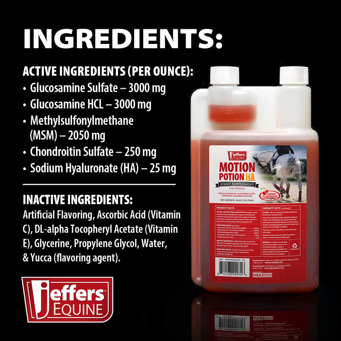 Suplemento líquido para articulaciones equinas con HA Jeffers™ Motion Potion