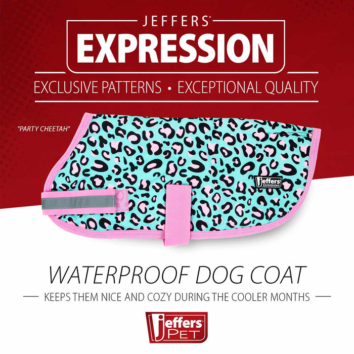 In Stock Now! Jeffers Expression Dog Coat, Party Cheetah