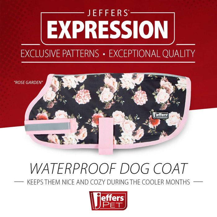 In Stock Now! Jeffers Expression Dog Coat, Rose Garden