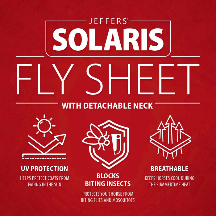 Jeffers Solaris Horse Fly Sheet with Detachable Neck, Grey & Red