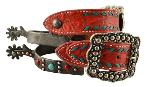 Stone Spur & Spur Strap Set, Red/Turquoise -   