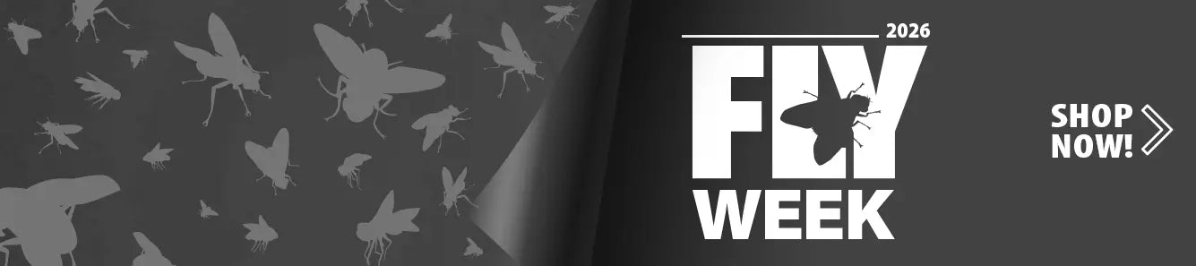 Fly Week 2026 is Iive, Shop deals - Flies on dark grey background