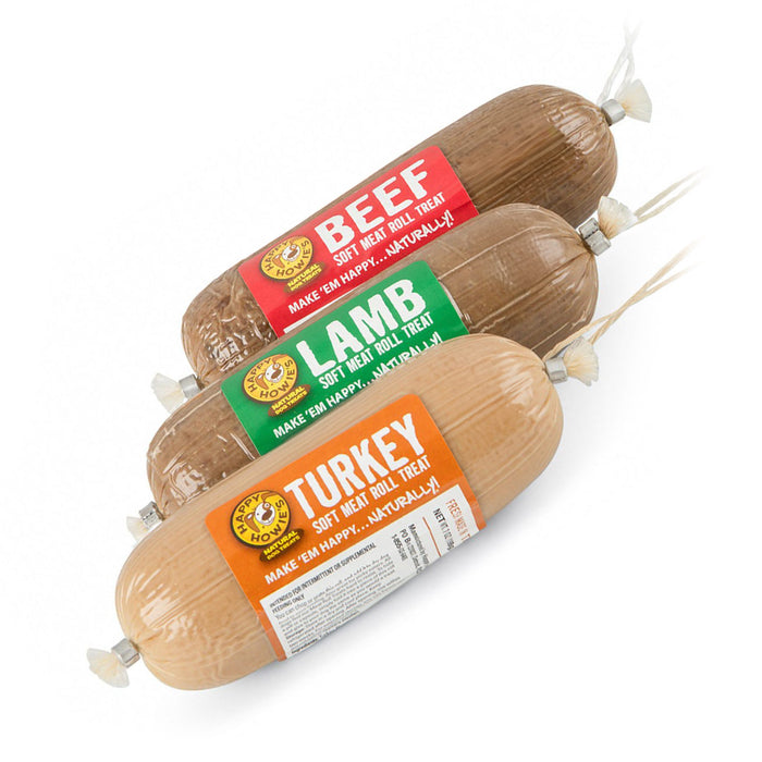 Rollos de carne gourmet Happy Howie's, paquete de 3, probador de sabor, 7 oz