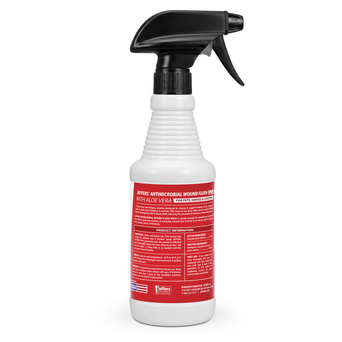 Jeffers Antimicrobial Skin & Wound Flush Spray with Aloe Vera for Pets, Horses & Livestock – 16 ounce