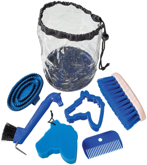 Tough 1 Jr. Horse Grooming Kit, 6 Piece - Blue  