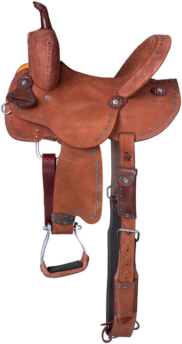 Tough 1 Medina Youth Buckstitch Roughout Barrel Saddle - 12 in  