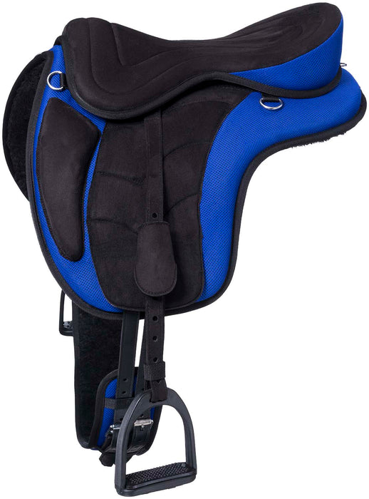 Tough 1 Treeless Endurance Saddle - Black/Blue Large 