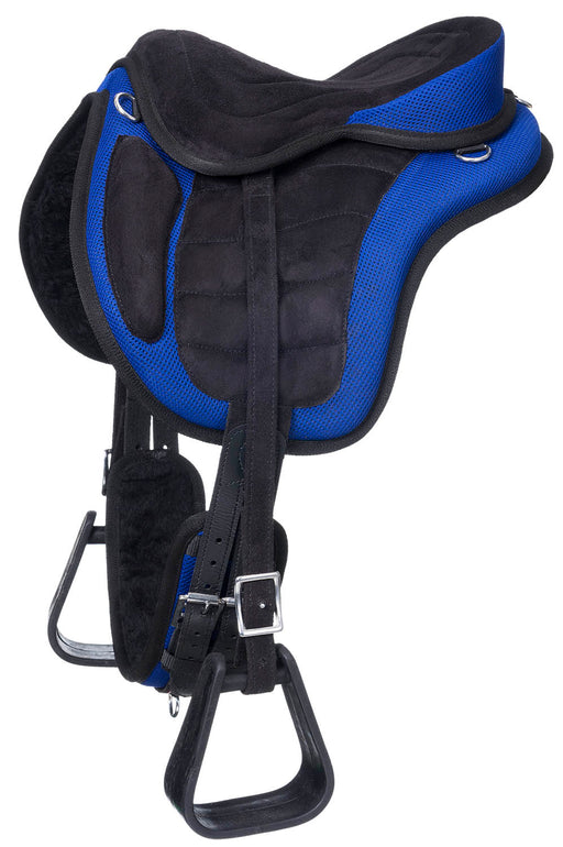 12" Tough 1 Treeless Youth Endurance Saddle - Black/Blue  