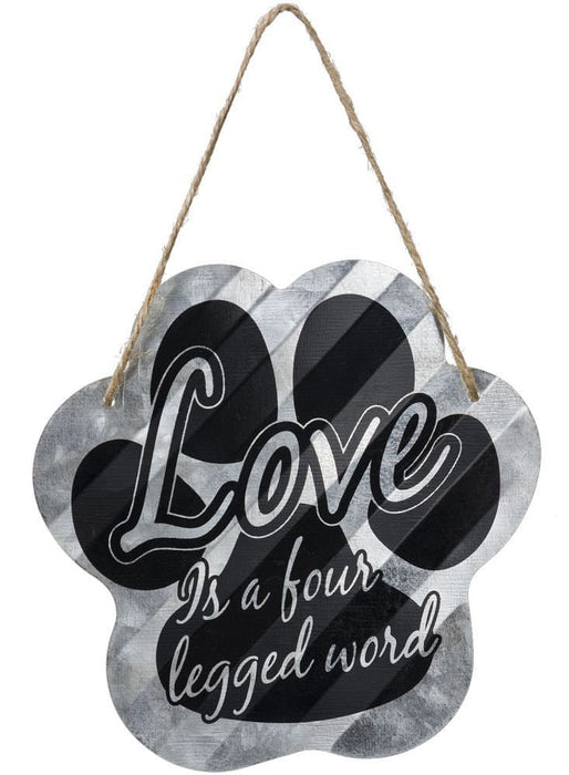 Dog Paw or Bone Print Sign - Love Is a Four Legged Word  