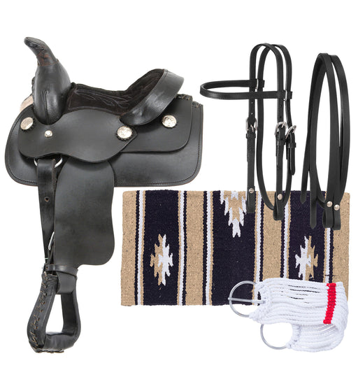 Miniature Western Leather Saddle Package - Black  