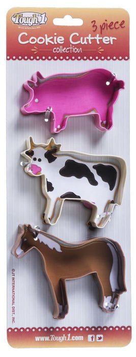 Tought1 3-Piece Metal Cookie Cutters Set - Pig/Cow/Horse  