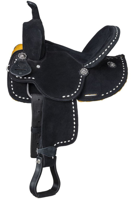 King Series Youth Stratford Suede Barrel Saddle - Black 13 in 