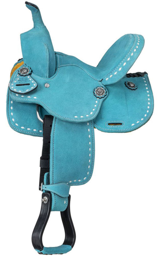 King Series Youth Stratford Suede Barrel Saddle - Turquoise 13 in 