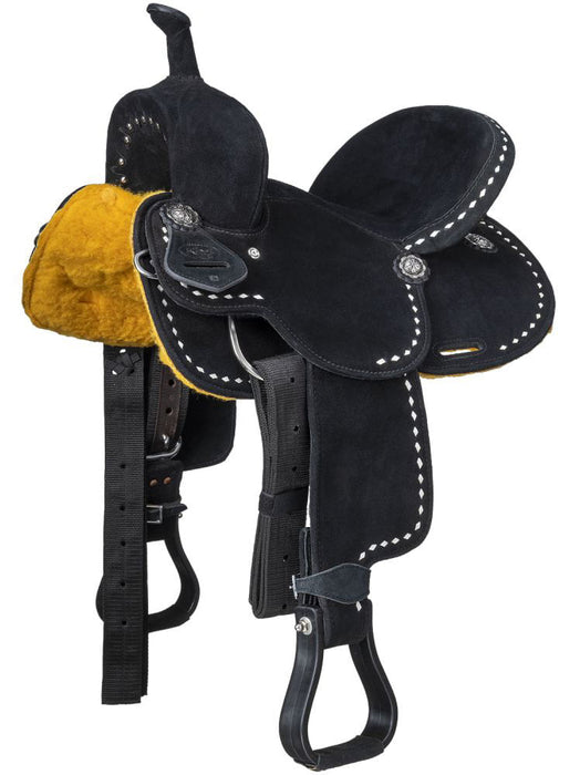 King Series Youth Stratford Suede Barrel Saddle - Black 13 in 