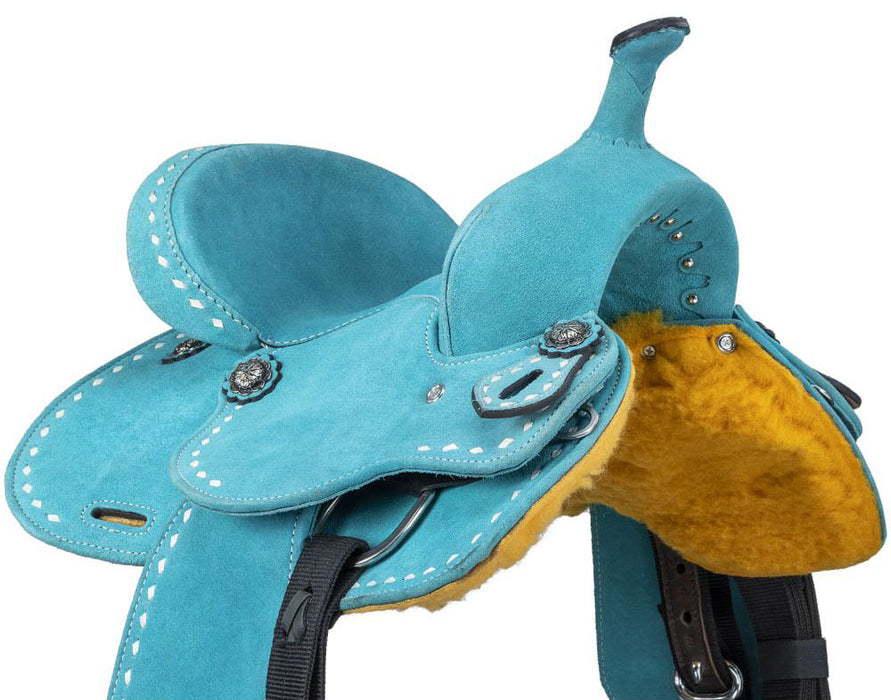 King Series Youth Stratford Suede Barrel Saddle - Turquoise 13 in 